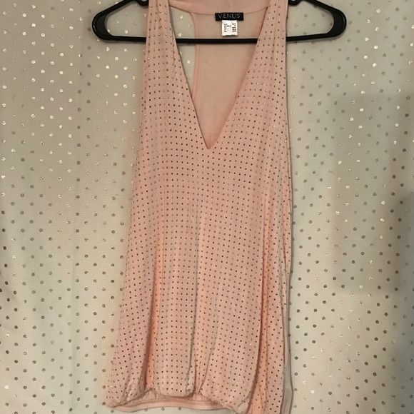 Venus Pink Rhinestone Embellished Tank Top Size M - Picture 1 of 7